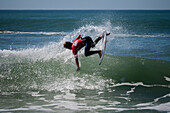 Jackson Dorian, young Hawaiian surfing talent and son of legendary Shane Dorian, during Quiksilver Festival celebrated in Capbreton, Hossegor and Seignosse, with 20 of the best surfers in the world hand-picked by Jeremy Flores to compete in south west of France.\n