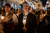 The Glass Rosary parade, or Rosario de Cristal, during the Fiestas del Pilar in Zaragoza, Spain\n