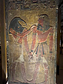 Reliefs and paintings in the tomb of Pharaoh Sety I, the Tomb of Apis, Dynasty 19, Valley of the Kings, UNESCO World Heritage Site, Thebes, Egypt, North Africa, Africa\n