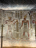 Reliefs und Malereien in Grab KV11, dem Grabmal des altägyptischen Ramses III., Tal der Könige, UNESCO-Welterbe, Theben, Ägypten, Nordafrika, Afrika