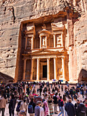 The Petra Treasury (Al-Khazneh), Petra Archaeological Park, UNESCO World Heritage Site, one of the New Seven Wonders of the World, Petra, Jordan, Middle East\n
