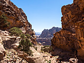 End of the World view, Petra Archaeological Park, UNESCO World Heritage Site, one of the New Seven Wonders of the World, Petra, Jordan, Middle East\n