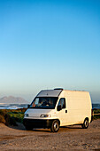 Camper van in Cabo de Gata National Park near the sea in Almeria, Andalusia, Spain, Europe\n