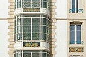 France, Meurthe et Moselle, Nancy, facade of an apartment building in Art Nouveau style in Rue de l'Armee Patton (Patton's army street)\n