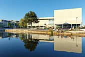 France, Meurthe et Moselle, Nancy, Kinepolis cinema on the riverbanks of the Meurthe river along the Meurthe canal\n