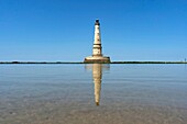 France, Gironde, Verdon-sur-Mer, rocky plateau of Cordouan, lighthouse of Cordouan, listed as World Heritage by UNESCO, general view at low tide\n