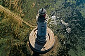 France, Gironde, Verdon-sur-Mer, rocky plateau of Cordouan, lighthouse of Cordouan, classified Historical Monuments, general view (aerial view)\n