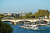 France, Paris, area listed as World Heritage by UNESCO, the banks of the Seine river, Iena bridge and Sacre Coeur Basilica\n
