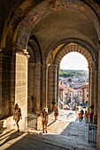 France, Haute-Loire, Le Puy-en-Velay, starting-point of Via Podiensis, one of the French pilgrim routes to Santiago de Compostela, Cathedral of Our Lady of the Annunciation\n