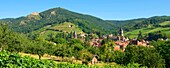 Frankreich, Haut Rhin, die Elsässer Weinstraße, Ribeauville und sein Weinberg, Schloss Saint Ulrich und Schloss Girsberg