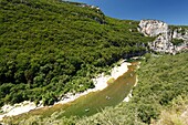 France, Ardeche, Ardeche Gorges National Natural Reserve, Saint-Remeze, the Ardeche canyon near the Chanet dolmen\n