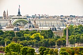 France, Paris, the Obelisk of the Concorde and the glass roof of the Grand Palais\n