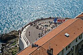 France, Alpes Maritimes, Nice, listed as World Heritage by UNESCO, fitness session in Rauba Capeù area view from castle hill\n