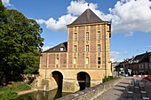 France, Ardennes, Charleville Mezieres, flour mill called Old Mill which currently houses the municipal museum Arthur Rimbaud, entrance and facade on the left side\n