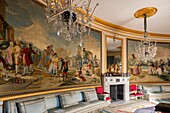 Frankreich, Yvelines (78), Montfort-l'Amaury, Schloss Groussay, der Goya-Salon mit Wandteppichen nach Originalzeichnungen von Goya