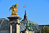 Frankreich, Paris, von der UNESCO zum Weltkulturerbe erklärtes Gebiet, die Brücke Alexandre III. und der Grand Palais