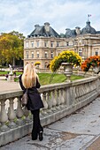 France, Paris, Odeon district, Luxembourg garden, the Luxembourg Palace, seat of the French Senate\n