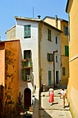 France, Alpes Maritimes, Cote d'Azur, Menton, the old town, Rue du Palmier\n