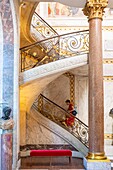 France, Paris, the Jacquemart Andre museum, the winter garden staircase\n