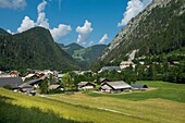France, Haute Savoie, massif of Chablais, Abondance valley, Abondance, general view of the village\n