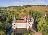Frankreich, Calvados, Pays d'Auge, Schloss Saint Germain de Livet aus dem 15. und 16. Jahrhundert, beschriftet mit Museum von Frankreich (Luftaufnahme)