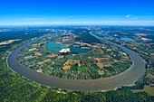 Frankreich, Seine-Maritime, Regionaler Naturpark der normannischen Seine-Mäander, der Mäander von Jumièges (Luftaufnahme)