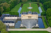 France, Essonne, le Val-Saint-Germain, the castle of le Marais (aerial view)\n