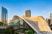 France, Hauts de Seine, La Defense, the buildings of the business district and the CNIT dome\n