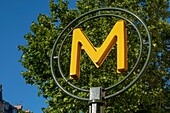 France, Paris, Courcelles metro station, 97 rue Reaumur, sign\n