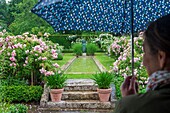 Frankreich, Loiret, Montbarrois, Parc du manoir de la Javeliere, (Park des Herrenhauses Javeliere), Garten und Teich