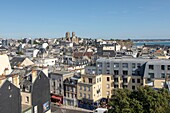 France, Manche, Cotentin, Granville, the Upper Town built on a rocky headland on the far eastern point of the Mont Saint Michel Bay, lower town and Saint Paul church\n