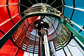 France, Gironde, Verdon-sur-Mer, rocky plateau of Cordouan, lighthouse of Cordouan, classified Historical Monuments, detail of the lighthouse lenticular system\n