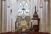 France, Vendee, Lucon, Nave and choir of Notre Dame de l'Assomption cathedral\n