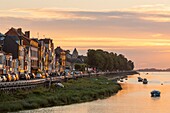 France, Somme, Somme Bay, Saint Valery sur Somme, dusk on the channel of the Somme\n