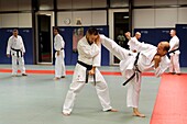 France, Bas Rhin, Strasbourg, La Wantzenau, Budokan 67, Karate section, training\n