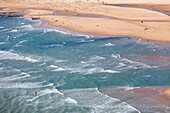 France, Vendee, Talmont Saint Hilaire, Veillon beach in summer (aerial view)\n