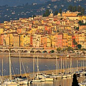 France, Alpes Maritimes, Cote d'Azur, Menton, the port and the old town\n