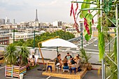 France, Paris, vegetal rooftop of 3,500M2, the Hanging garden installed on the roof of a parking lot during the summer\n
