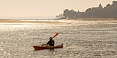 Frankreich, Somme, Somme-Bucht, Saint-Valery-sur-Somme, Kap Hornu, Kajak auf dem Kanal der Somme