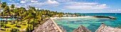 France, Caribbean, Lesser Antilles, Guadeloupe, Grande-Terre, Le Gosier, Hotel Creole Beach, panoramic view on the beach and the lagoon\n