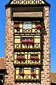 France, Haut Rhin, Alsace Wine Road, Riquewihr village, labelled Les Plus Beaux Villages de France (The Most Beautiful Villages of France), the Dolder, city gate\n