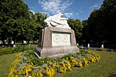 France, Somme, Le Crotoy, public garden, monument to the pioneers of aviation Caudron brothers\n