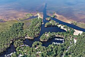 France, Gironde, Lacanau, Lacanau lake, Talaris marina (aerial view)\n