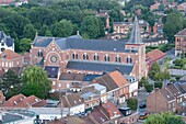 France, Nord, Roncq, Saint Piat church (aerial view)\n