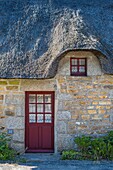 Frankreich, Finistere, Aven-Land, Nevez, Kerascoet Reetdachhausdorf (16. Jahrhundert)