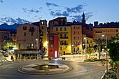 France, Alpes Maritimes, Menton, the old town dominated by the Saint Michel Archange basilica place Fontana (Fontana square)\n