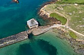 France, Cotes d'Armor, Ile de Brehat, Birlot tide mill (vue aérienne)\n