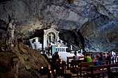 France, Var, Plan d'Aups Sainte Baume, Sainte Baume massif, religious office in the cave sanctuary of Sainte Marie-Madeleine (St. Mary Magdalene)\n