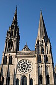 France, Eure et Loir, Chartres, Notre Dame cathedral listed as World Heritage by UNESCO, south facade\n