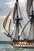 France, Seine Maritime, Le Havre, Armada of Rouen 2019, the frigate Hermione in th bay of Seine\n